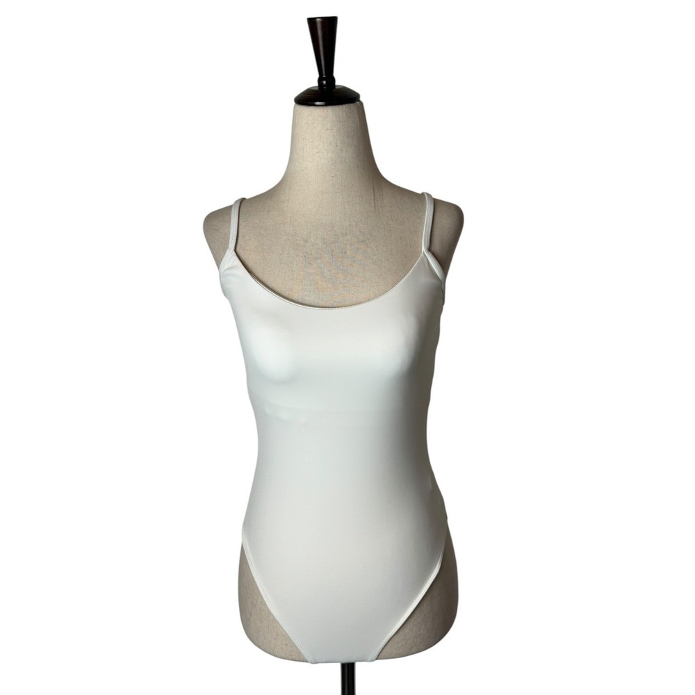Good American Bodysuit Womens Small White Scoop‎ Neck Adjustable Straps Layering